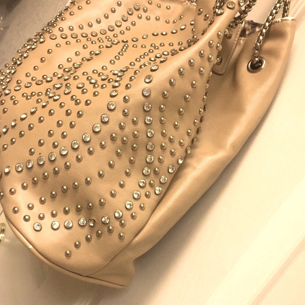 Camel Crystal & Gold Studded Shoulder/Tote Bag - Picture 3 of 14